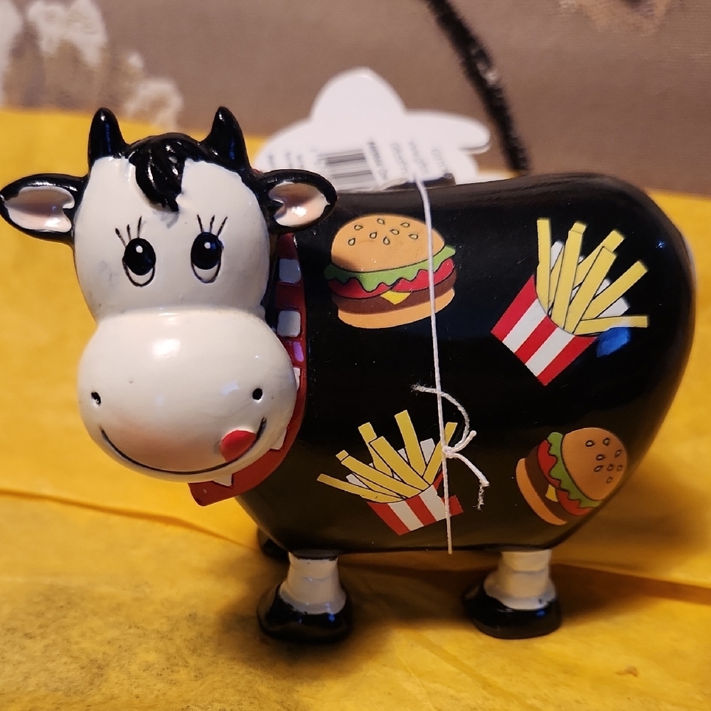 Cow Figurine with Fast Food Design